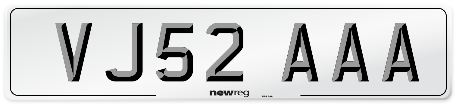 VJ52 AAA Number Plate from New Reg